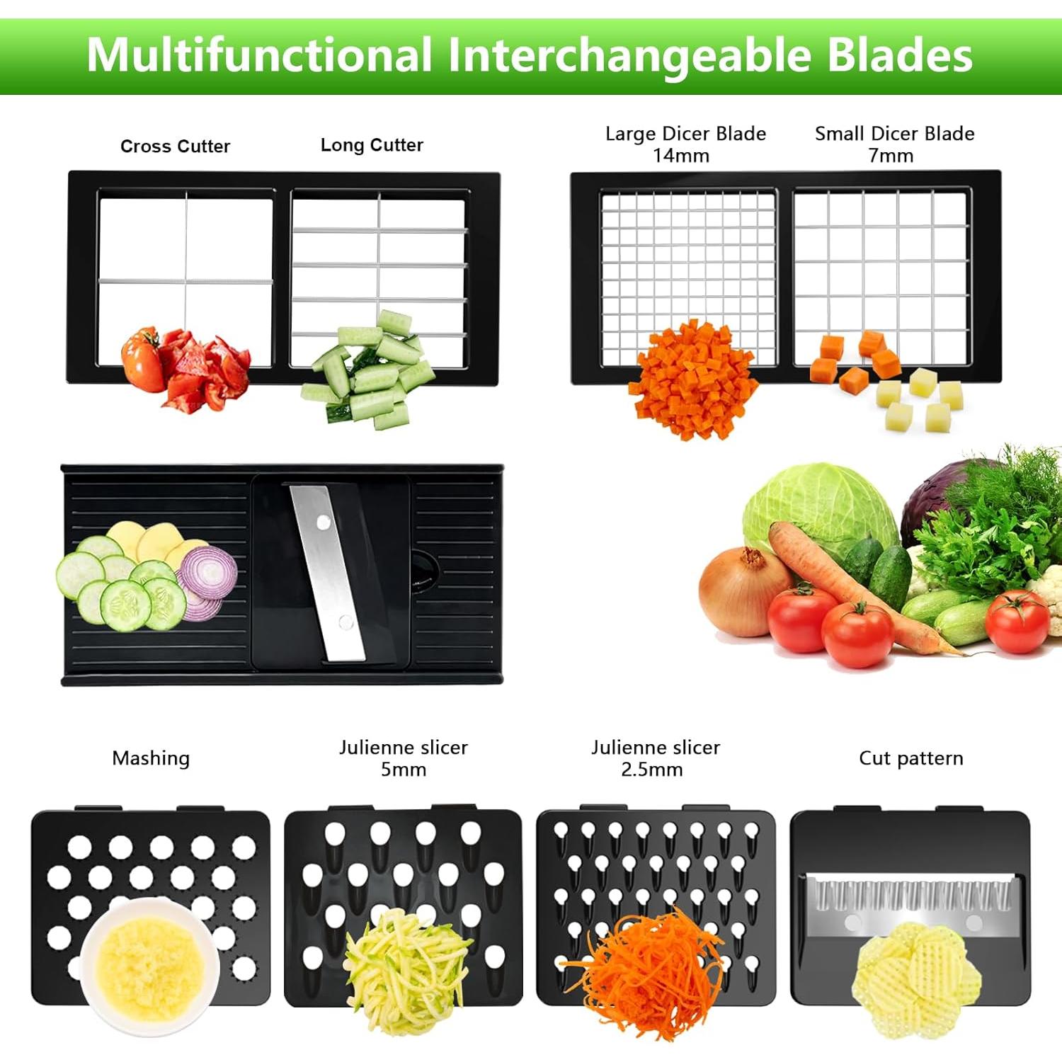 Cortador de Verduras SUREWIN 9 Cuchillas Acero Inoxidable