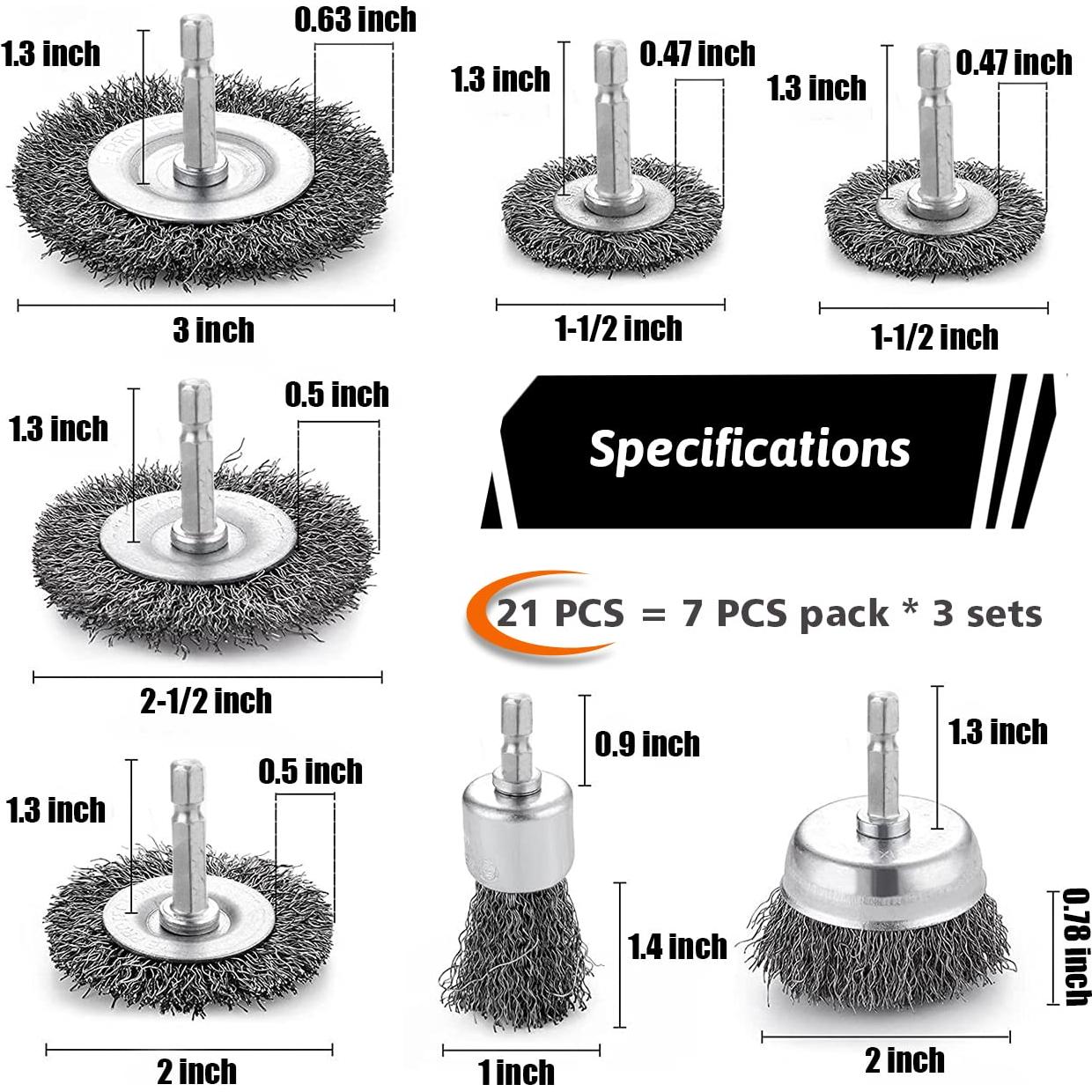 Juego de Cepillos de Alambre Doble Elite 21 Pcs para Taladro