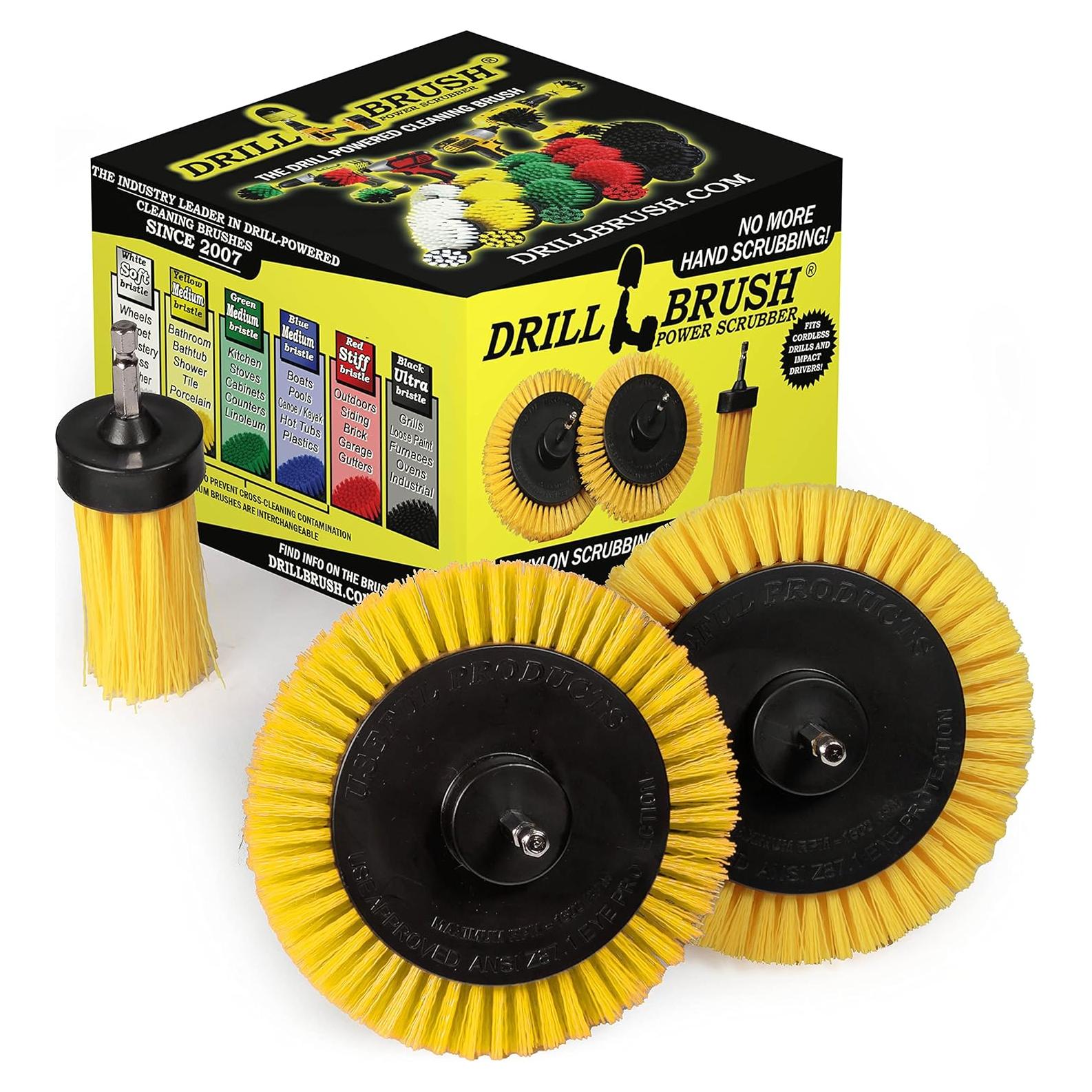 Juego de cepillos de limpieza Drill Brush 3 piezas amarillos