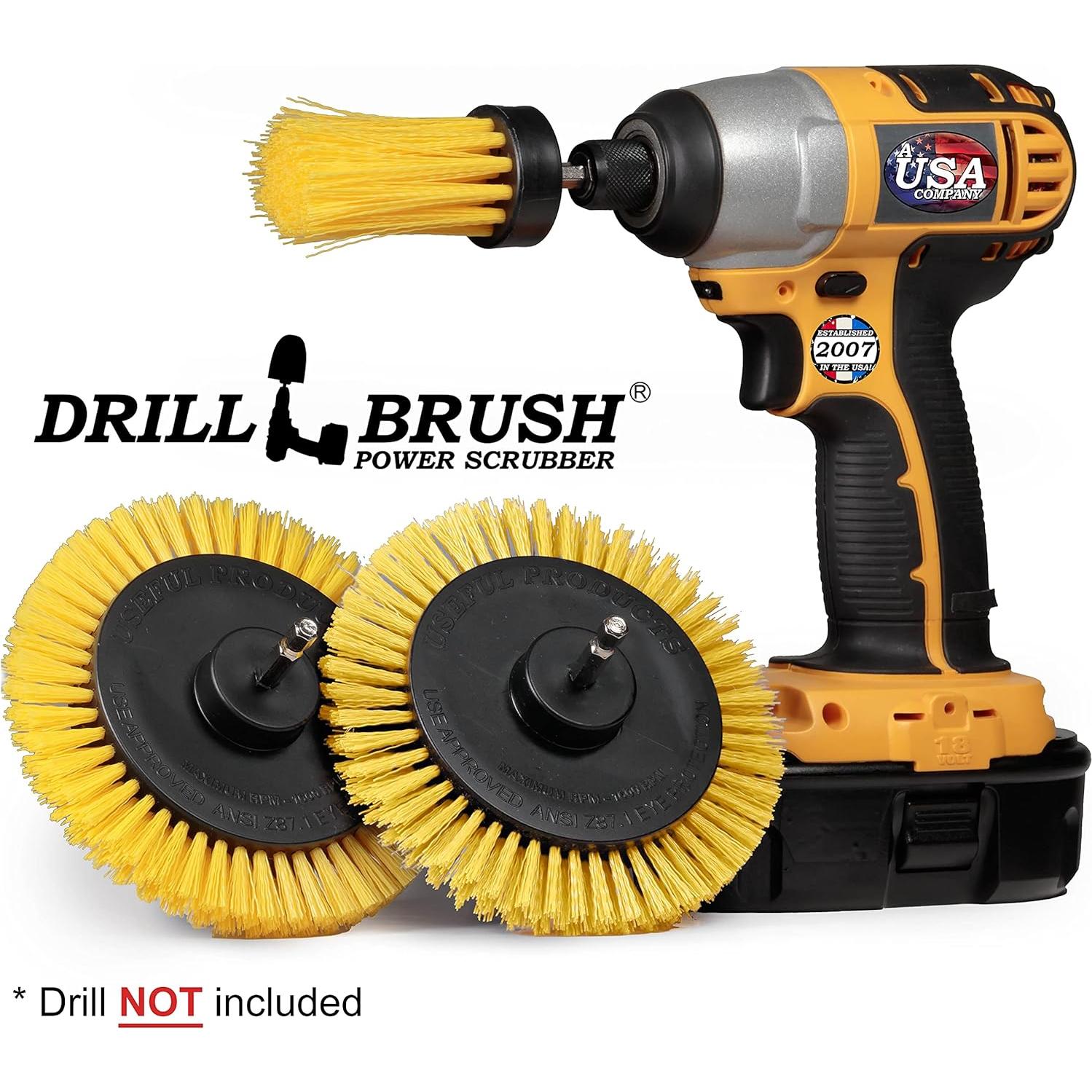 Juego de cepillos de limpieza Drill Brush 3 piezas amarillos