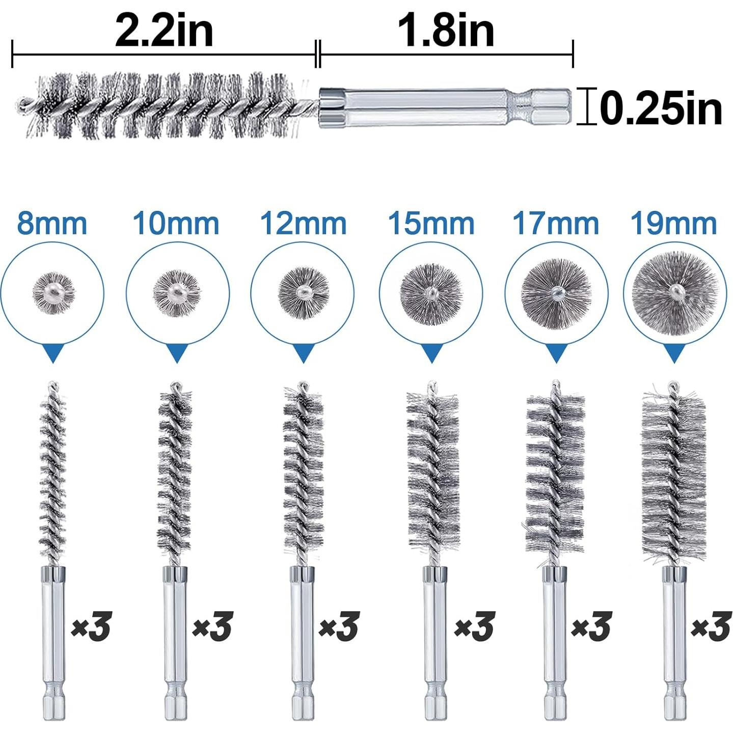 Juego de cepillos de alambre 18 piezas PAMASE 8-19mm