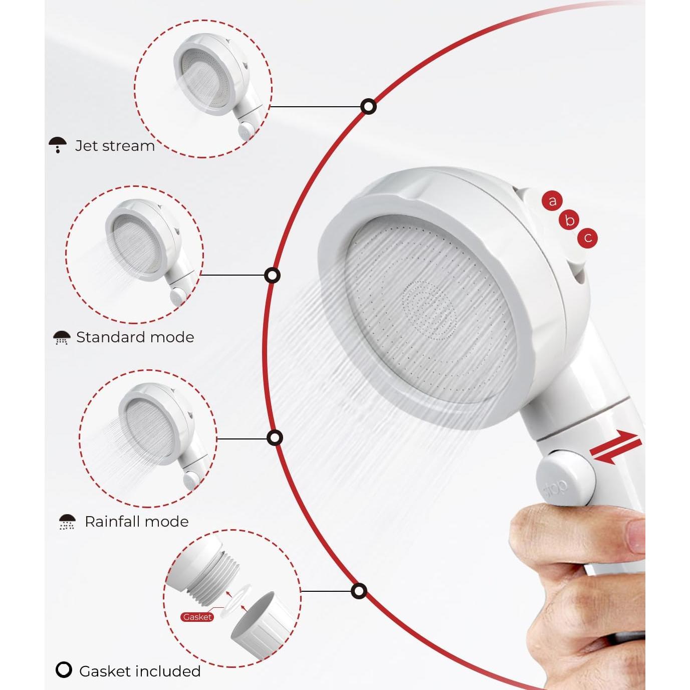 Cabezal de Ducha CAMPLUX JK208N Alta Presión 3 Modos