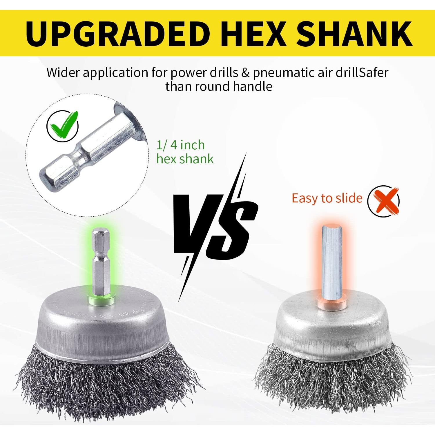 Juego de 9 cepillos de alambre WENORA para taladro 6.35mm