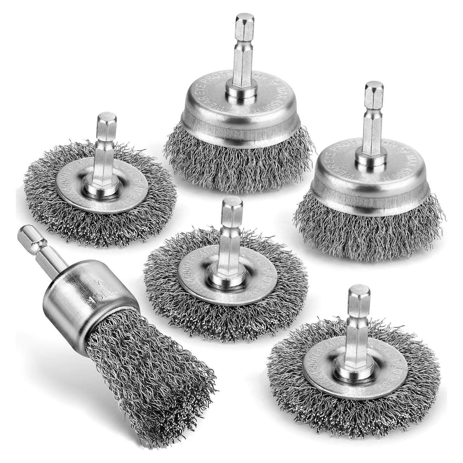 Juego de 6 cepillos de alambre Pylevemv para taladro