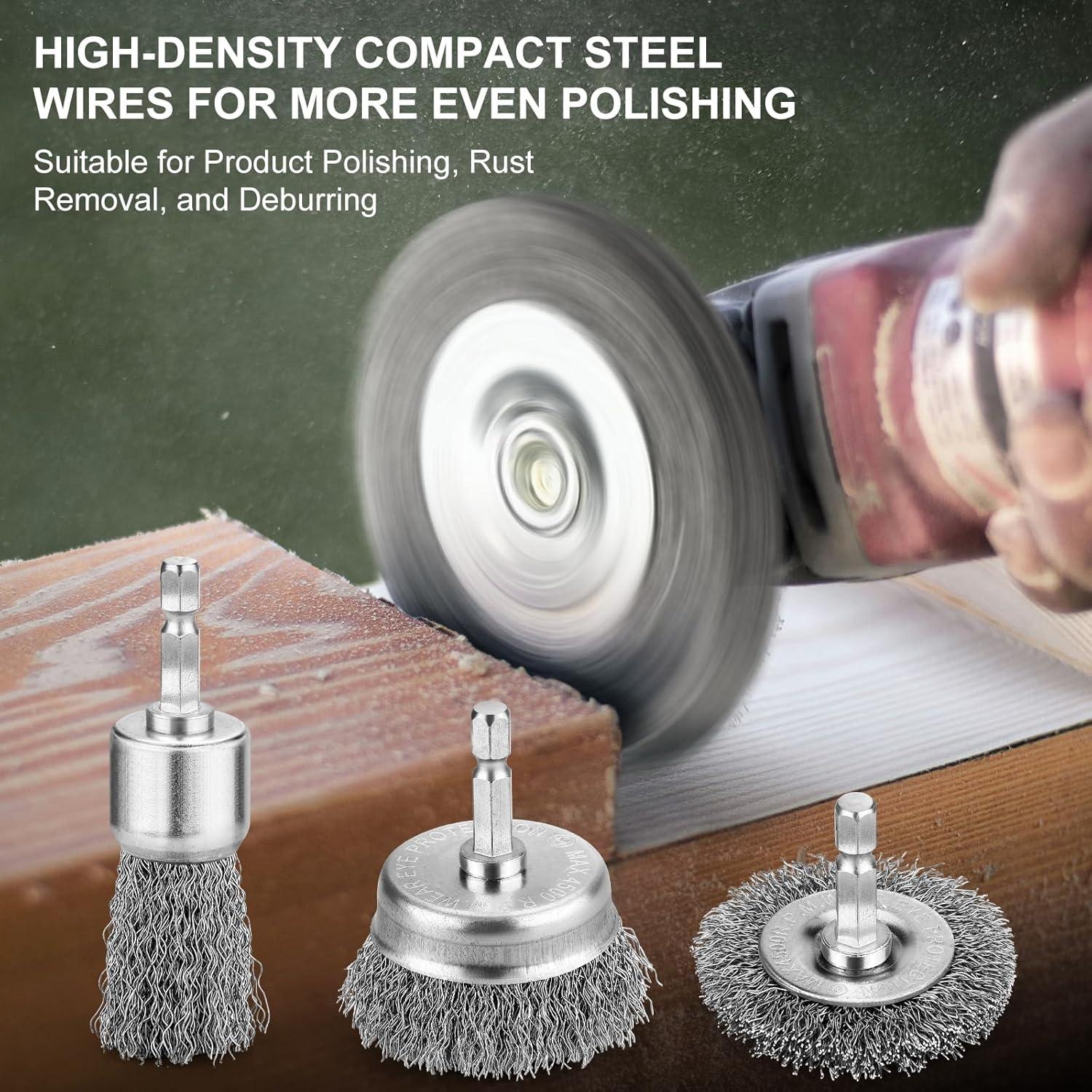 Juego de 6 cepillos de alambre Pylevemv para taladro