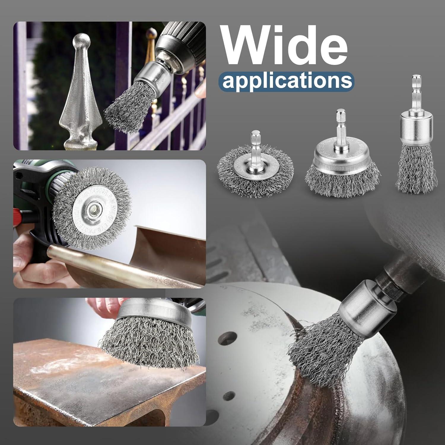 Juego de 6 cepillos de alambre Pylevemv para taladro