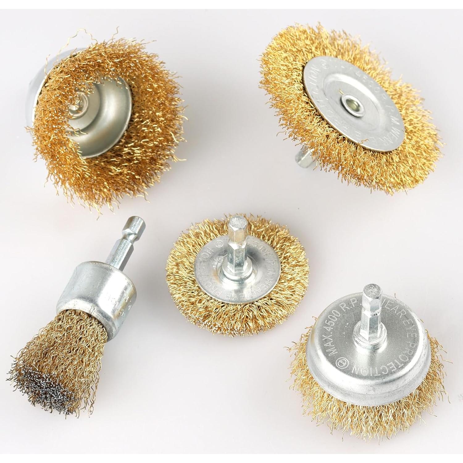 Juego de 5 cepillos de alambre WENORA para taladro