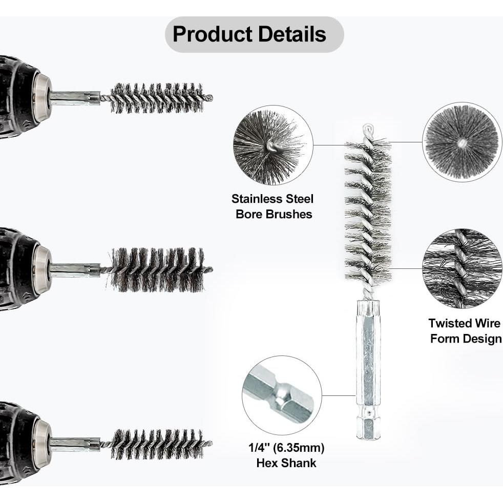 ASNOMY 14 Piezas Cepillos de Acero Inoxidable para Taladro