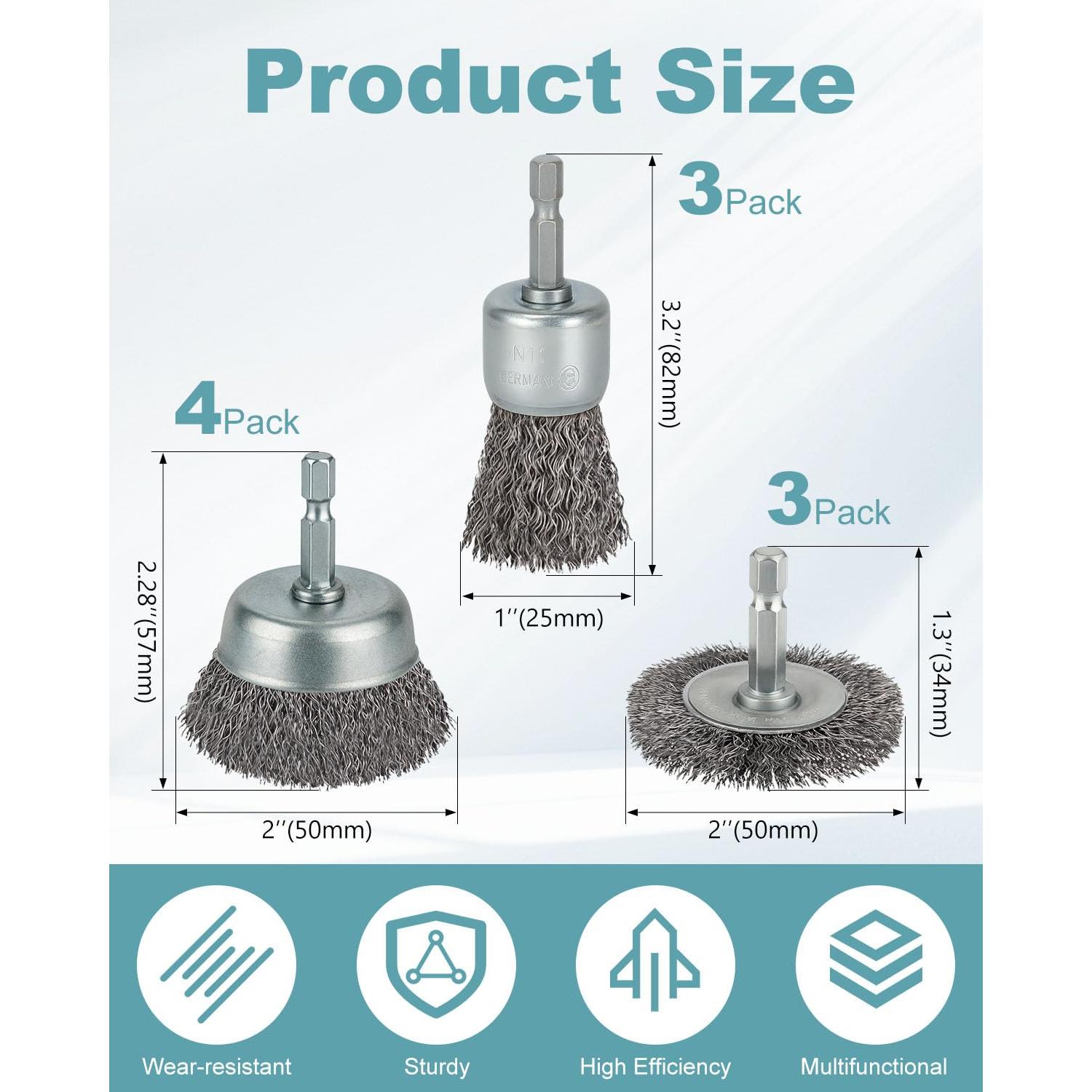 10 Piezas Cepillos de Alambre WENORA para Taladro 2-5 cm