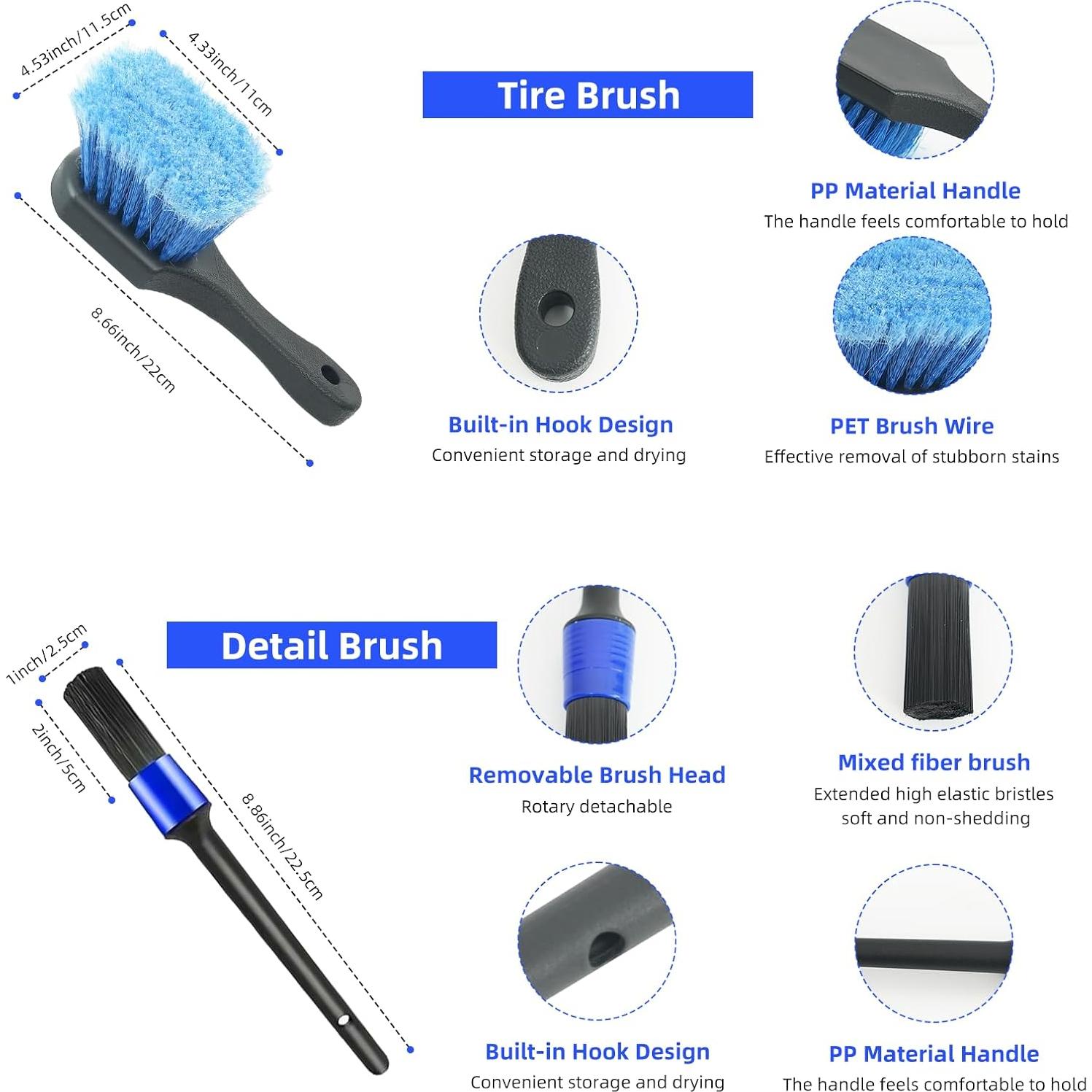 Kit de cepillos de limpieza de ruedas ETOUPA 3 piezas