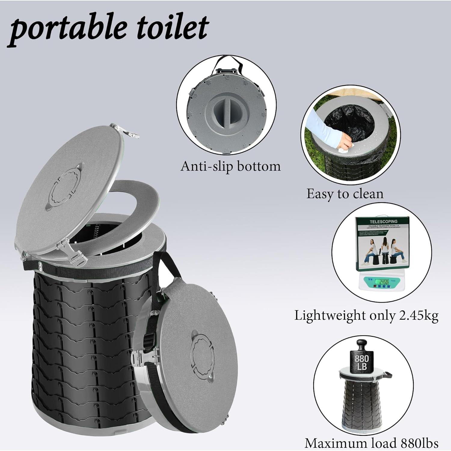 Inodoro Portátil PLOGGING 2024 Ajustable Camping Gris