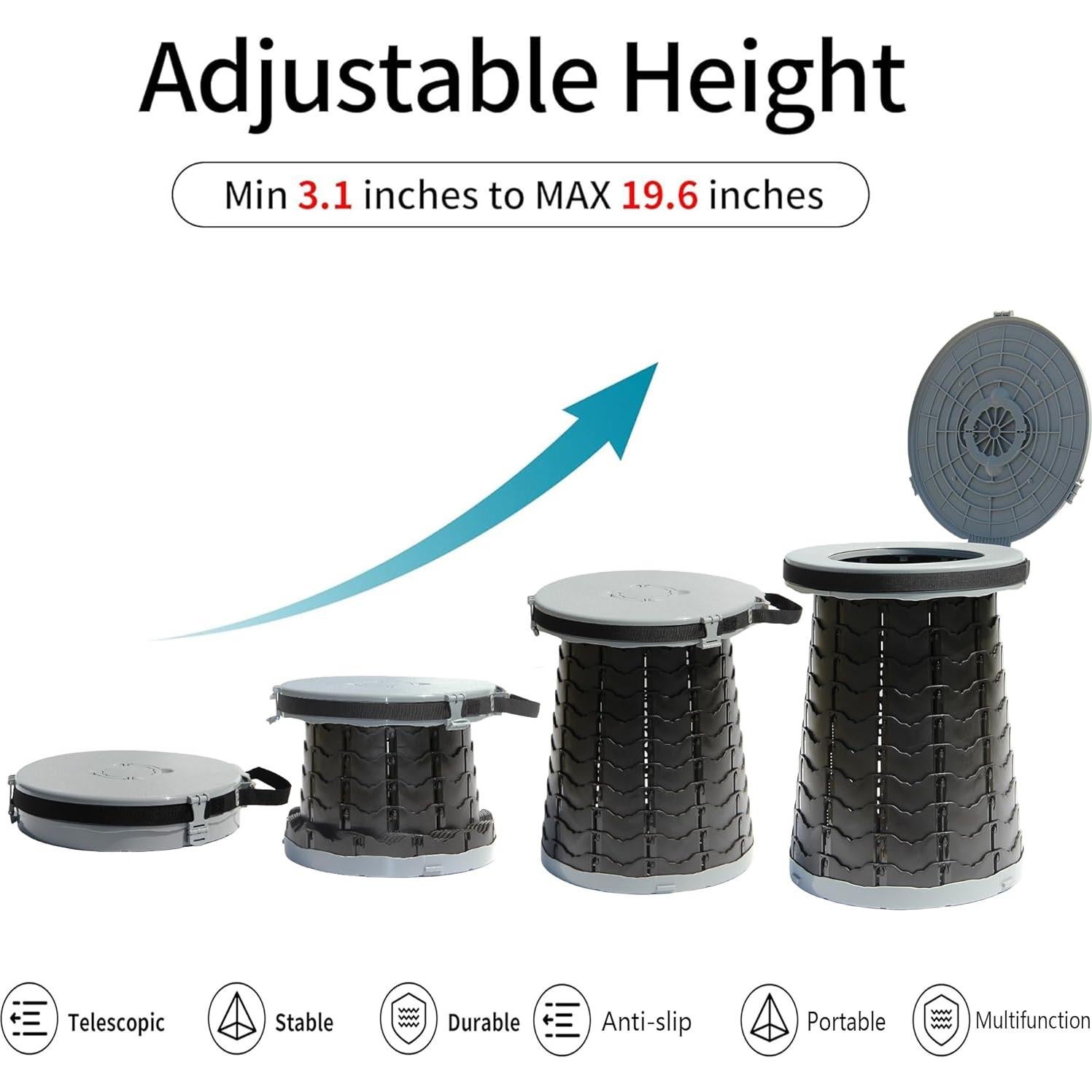 Inodoro Portátil PLOGGING 2024 Ajustable Camping Gris