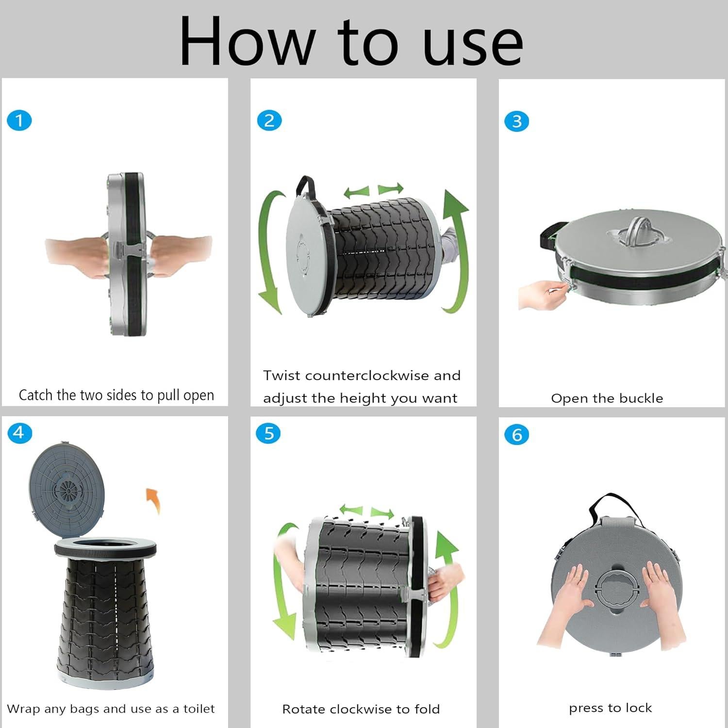 Inodoro Portátil PLOGGING 2024 Ajustable Camping Gris