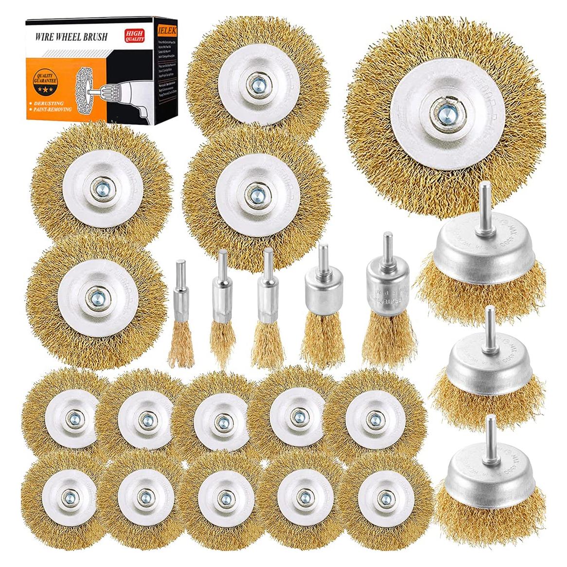 Juego de 23 Cepillos de Alambre Ielek para Taladro 1/4"