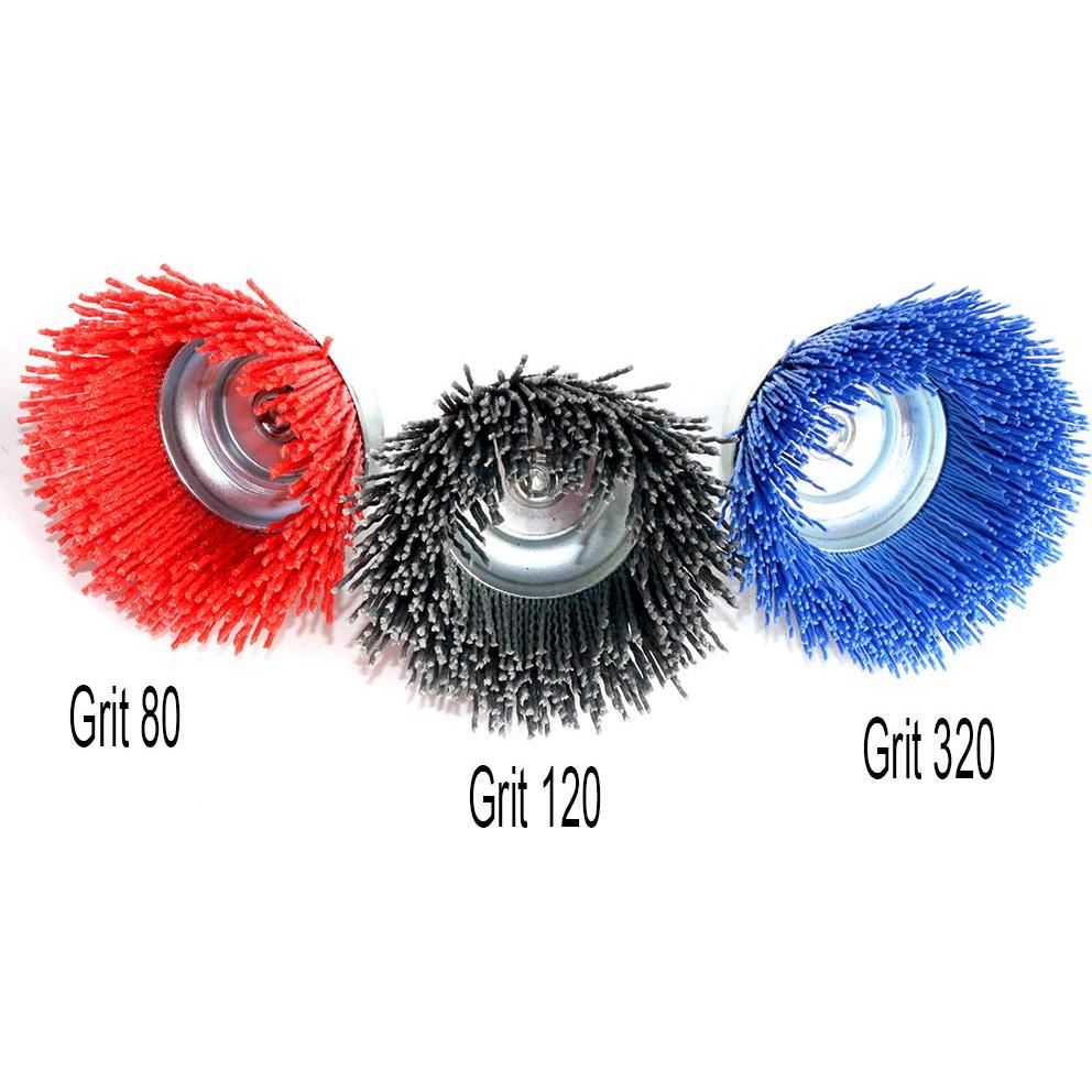 3 Piezas Cepillos de Copa Nylon FPPO 80 120 320 para Taladro