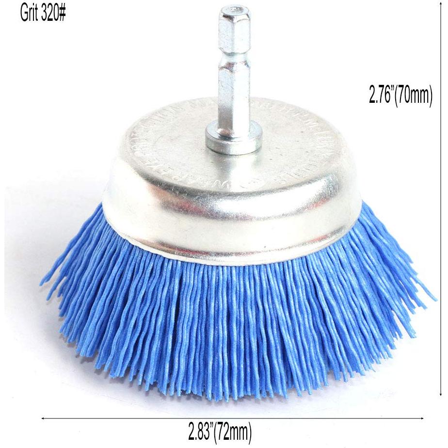 3 Piezas Cepillos de Copa Nylon FPPO 80 120 320 para Taladro