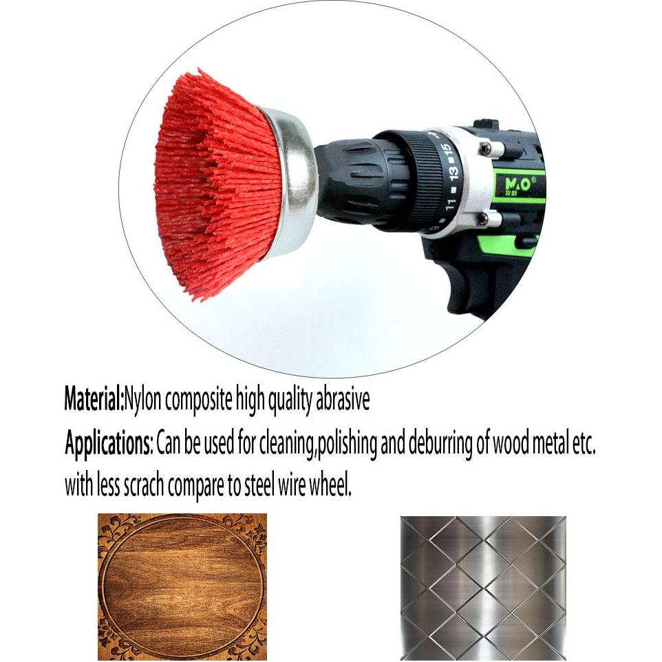 3 Piezas Cepillos de Copa Nylon FPPO 80 120 320 para Taladro