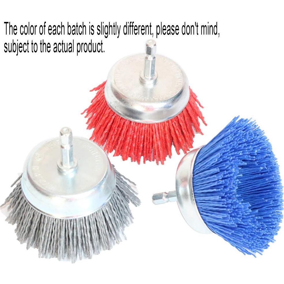 3 Piezas Cepillos de Copa Nylon FPPO 80 120 320 para Taladro