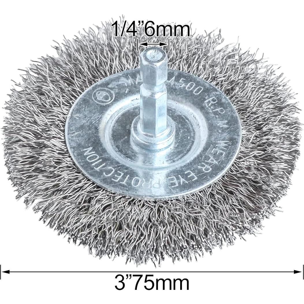 Kit de cepillos de alambre inoxidable Hiqalty 75 mm (4 piezas)