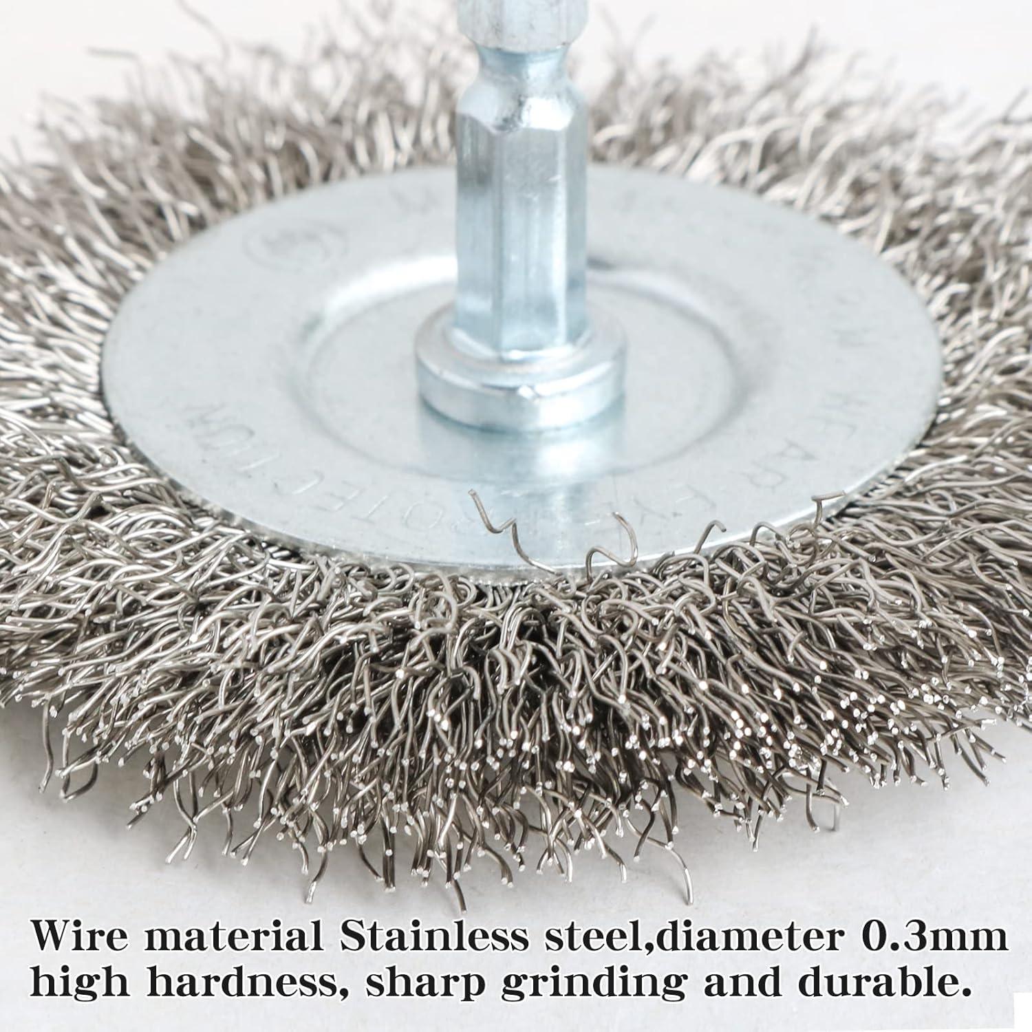 Kit de cepillos de alambre inoxidable Hiqalty 75 mm (4 piezas)