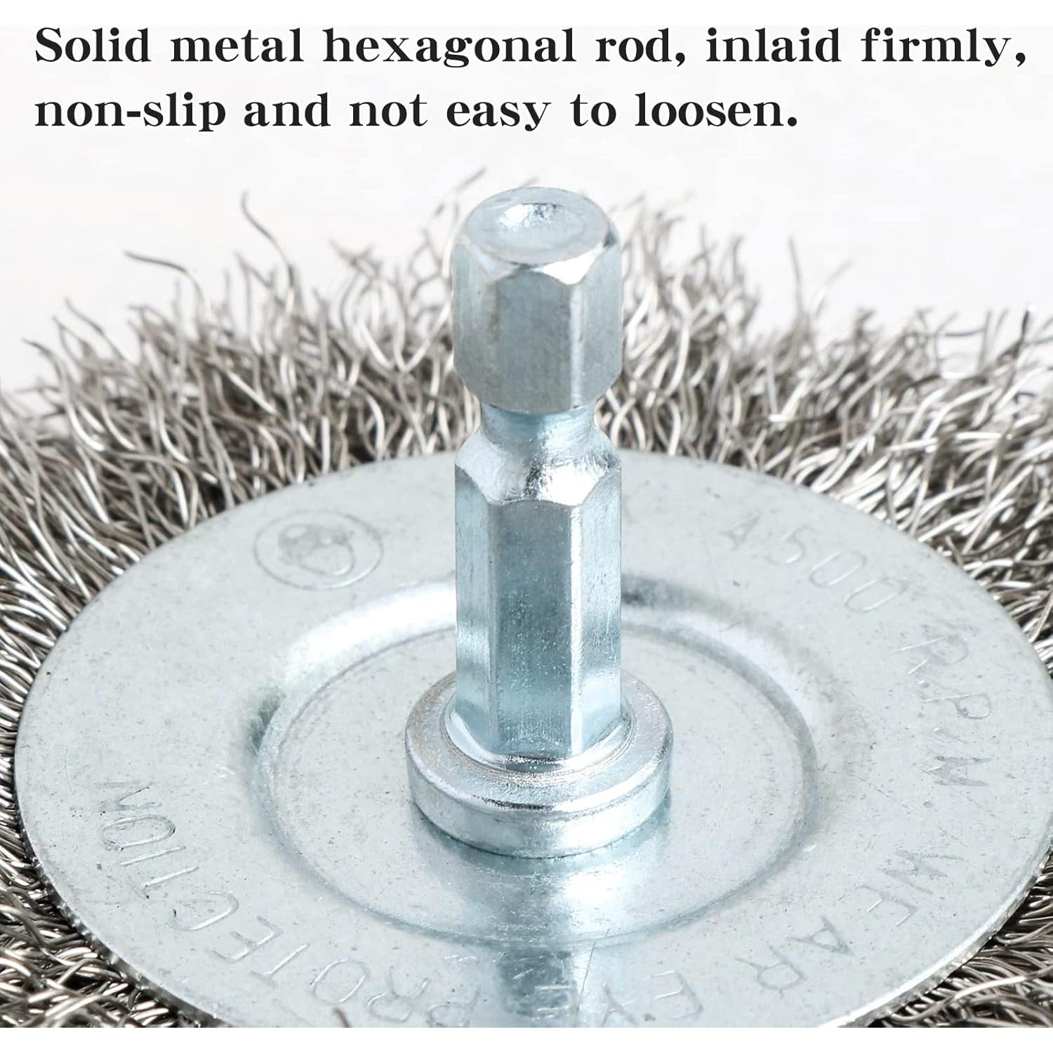 Kit de cepillos de alambre inoxidable Hiqalty 75 mm (4 piezas)