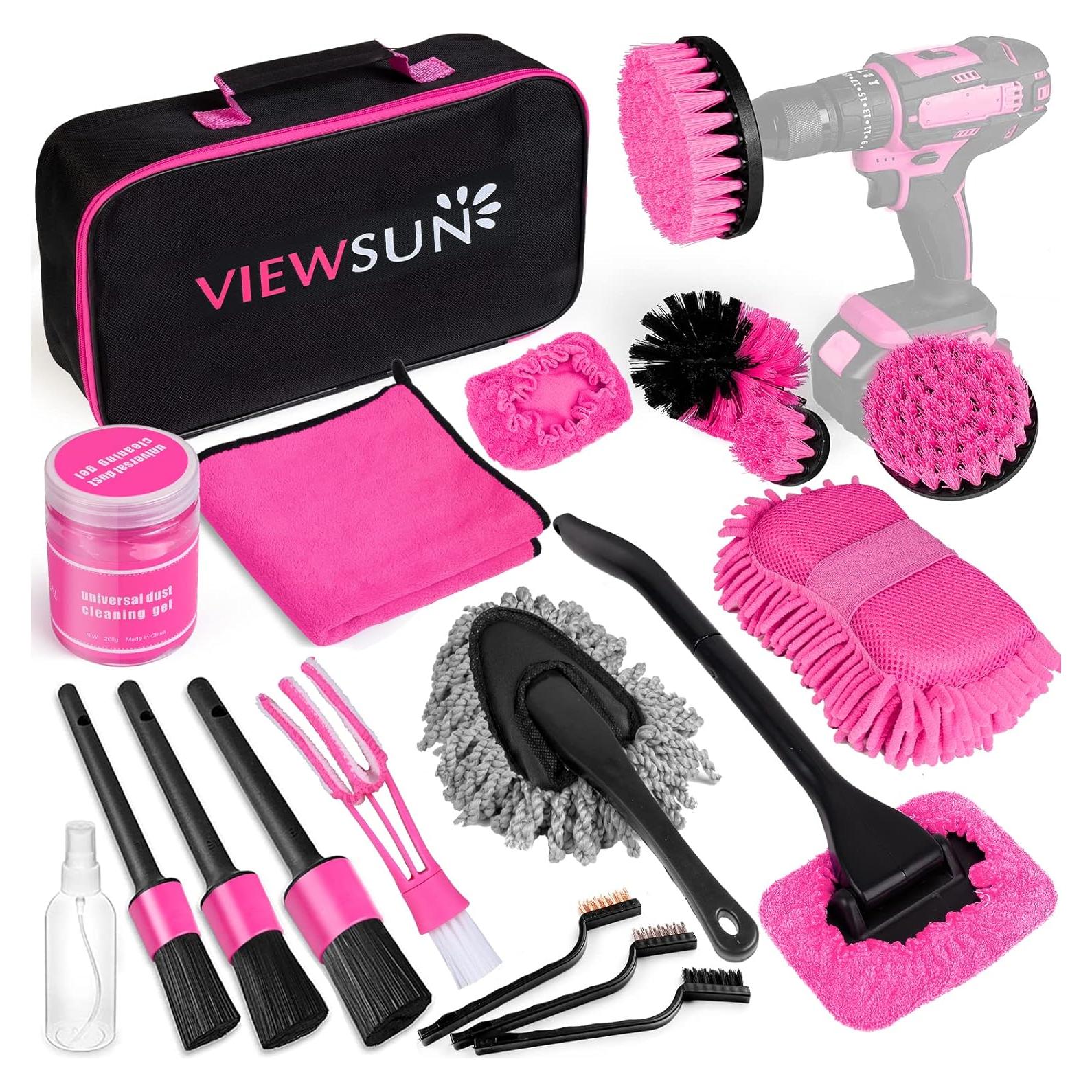 Kit de Detallado de Autos Viewsun 20PCS Rosa Completo