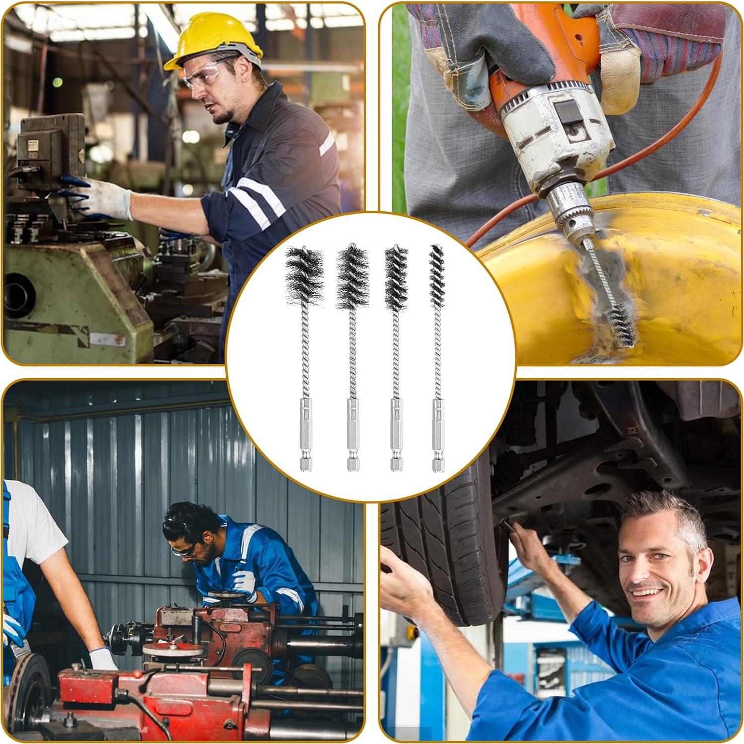 Juego de 4 cepillos de alambre Trinkrittey 0,95-2,22 cm