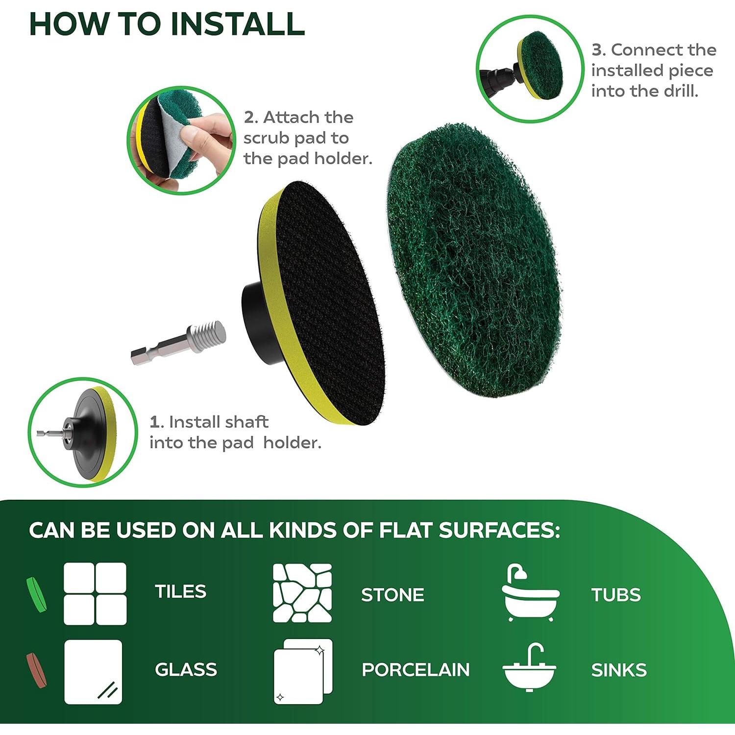 SCRUBIT Kit de Brochas de Taladro para Limpieza de Baño