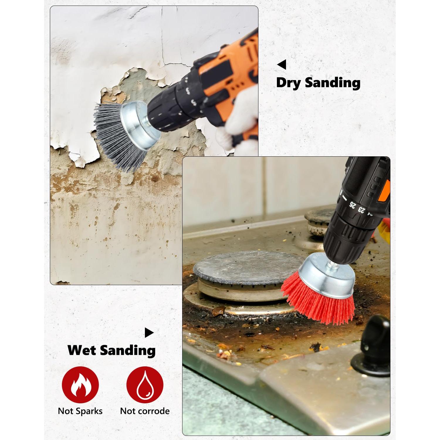 Juego de 9 Cepillos Abrasivos de Nylon AOKLIT para Taladro