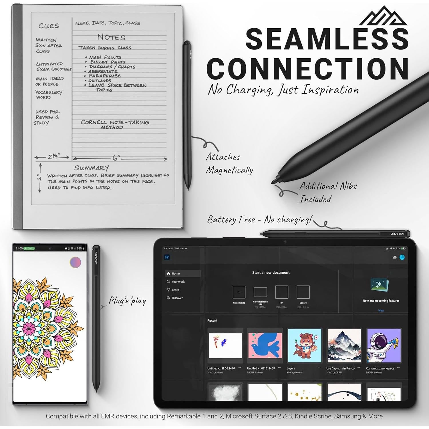 V-Pen EMR Stylus Reemplazo Remarkable 2 + Borrador Digital