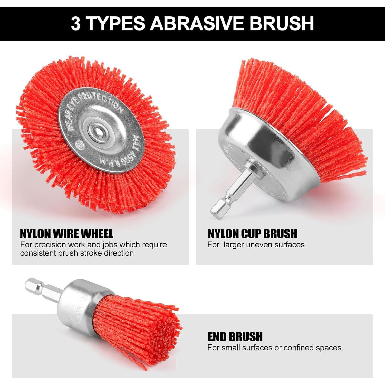 POLIWELL Juego de Cepillos Abrasivos de Nylon 9 Piezas