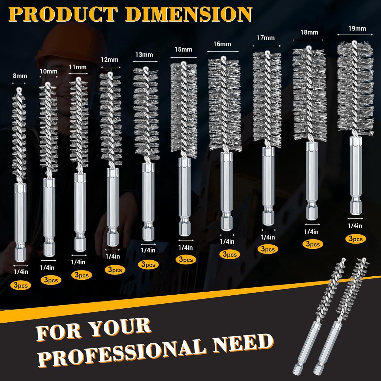 Zonon Juego de 30 Cepillos de Agujero para Taladro 8-19mm