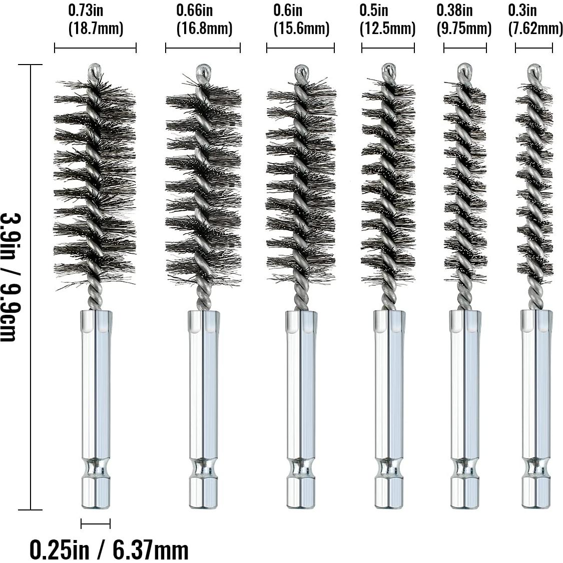 Juego de 6 cepillos de alambre Tenalleys 8-19 mm acero inoxidable