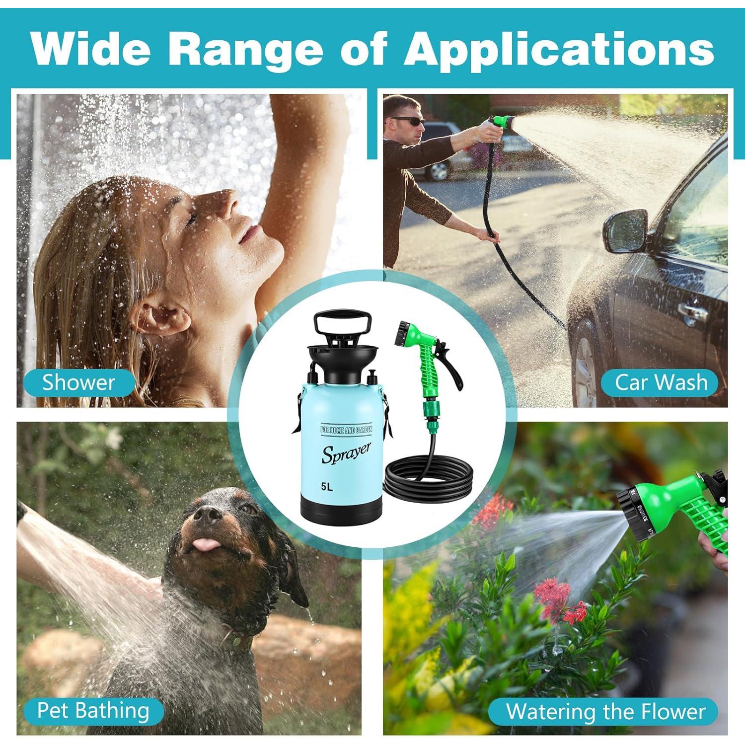 Ducha Portátil Vevitts 5L para Camping con 7 Modos de Rocío