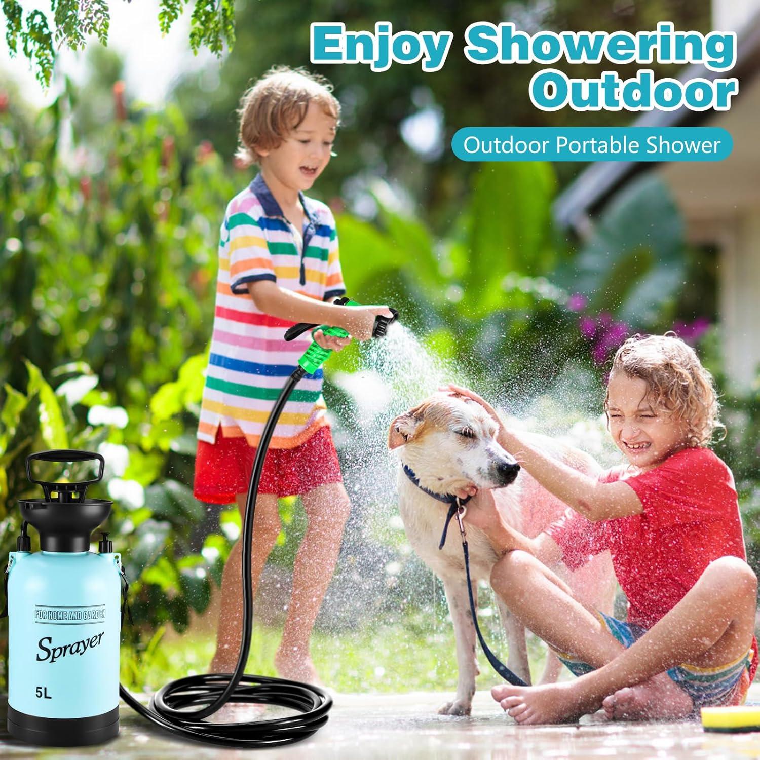 Ducha Portátil Vevitts 5L para Camping con 7 Modos de Rocío