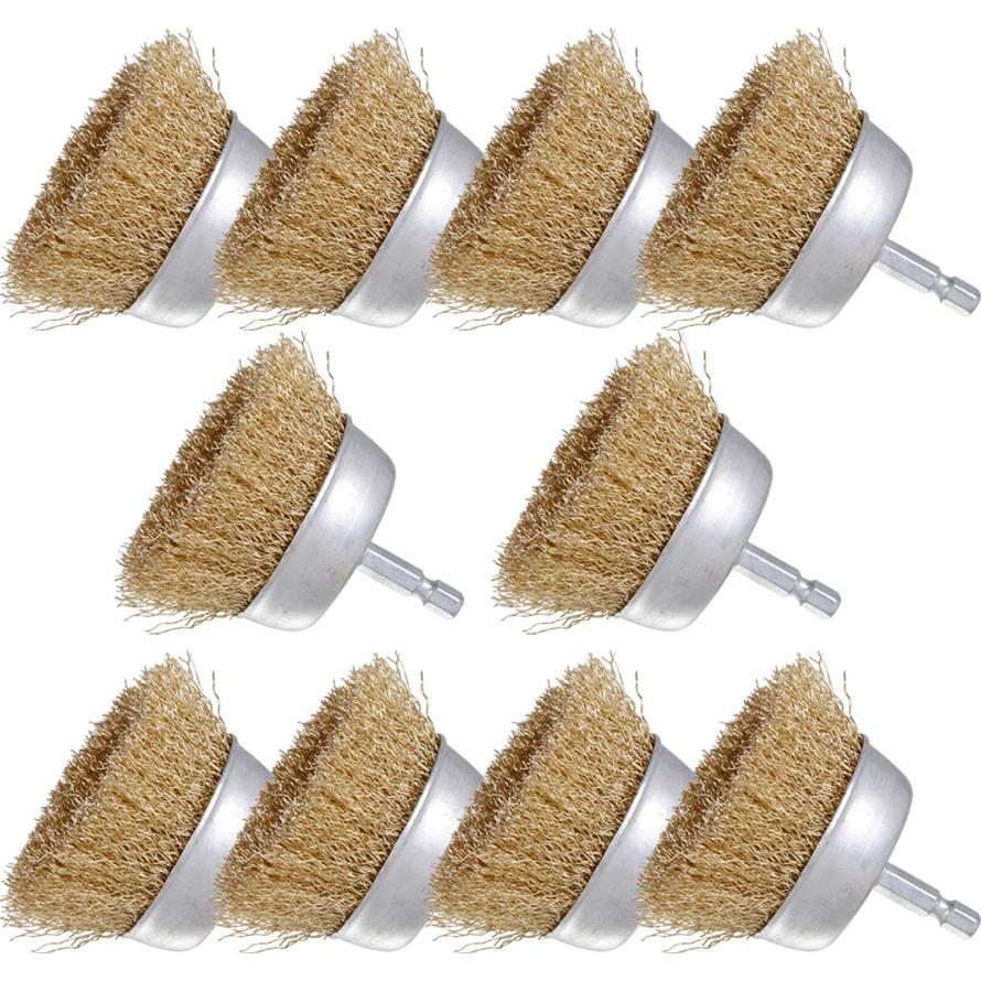 Paquete de 10 cepillos de copa de alambre Rocaris 3"