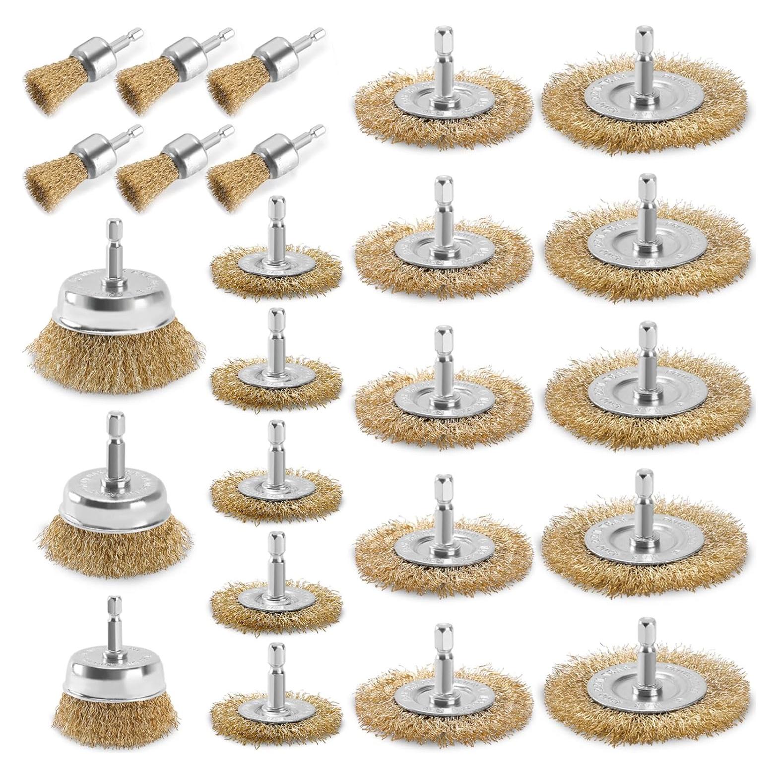 Juego de Cepillos de Alambre POLIWELL 24 Piezas para Taladro