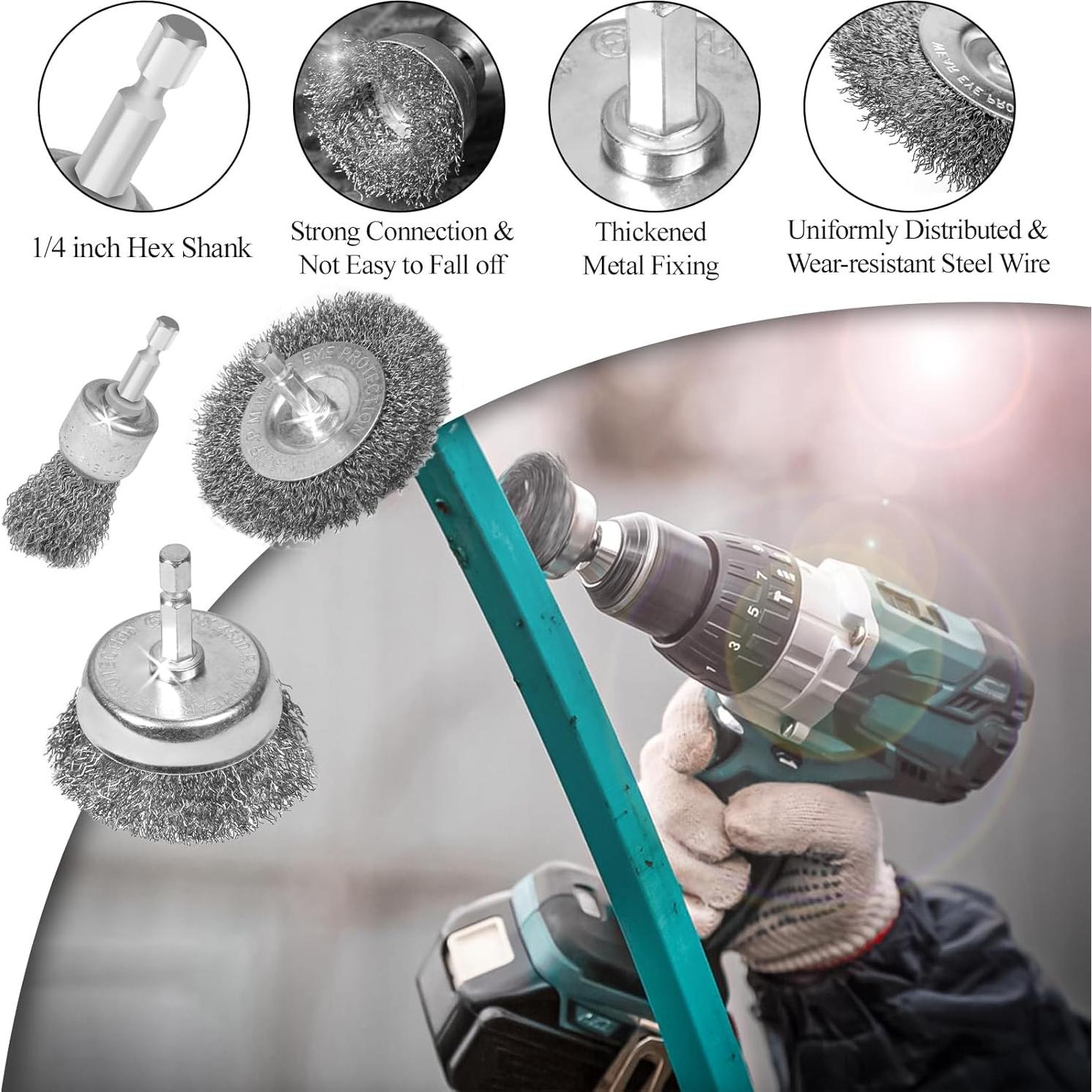 Juego de cepillos de alambre 36 piezas Geumzsw para taladro