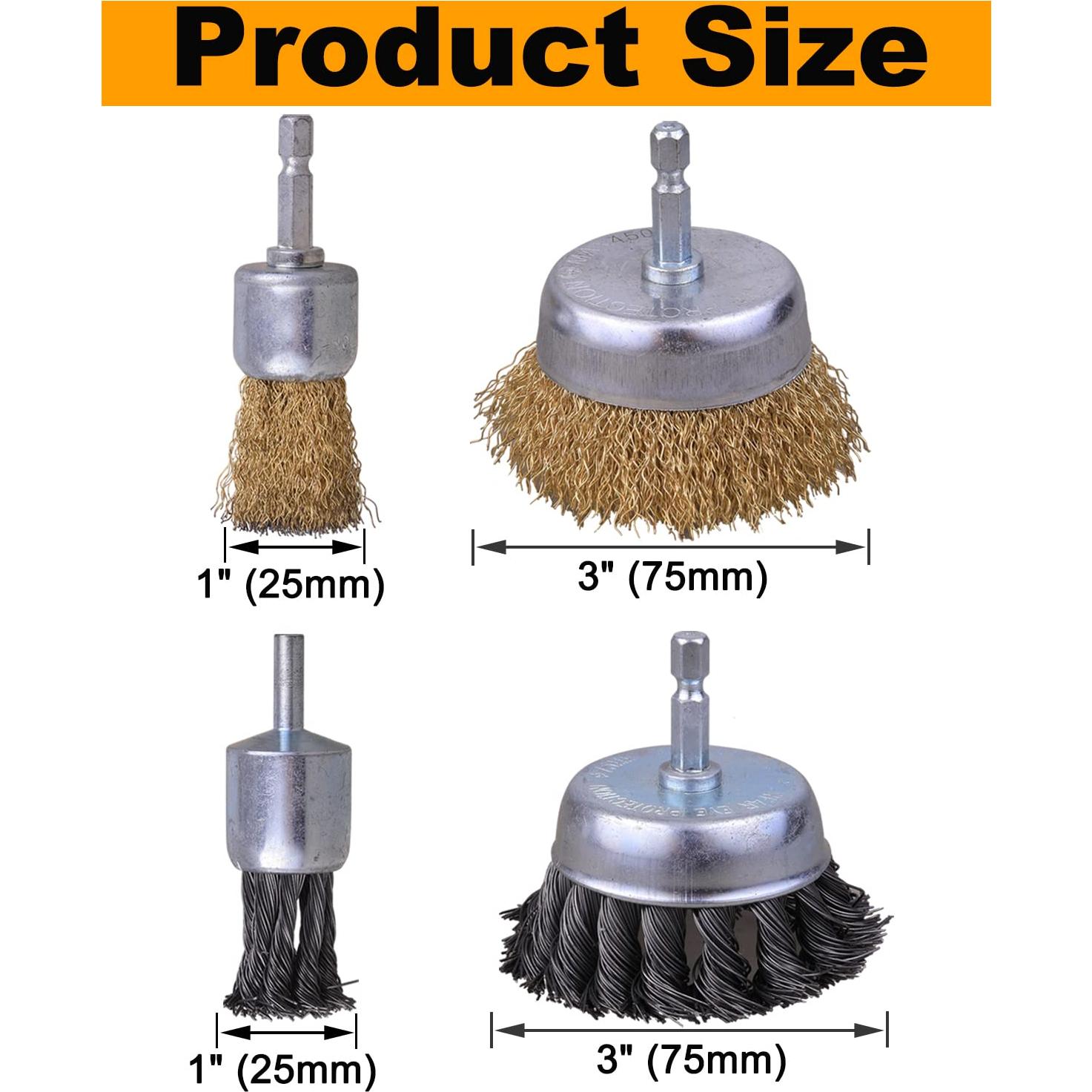Juego de Cepillos de Alambre 3" Shitime 4 Piezas para Taladro