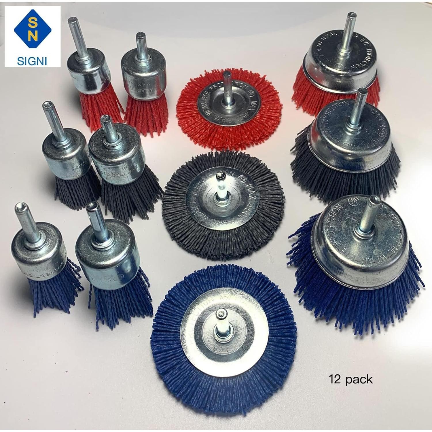 Set de cepillos abrasivos de nylon Signi 12 piezas 6,35 cm