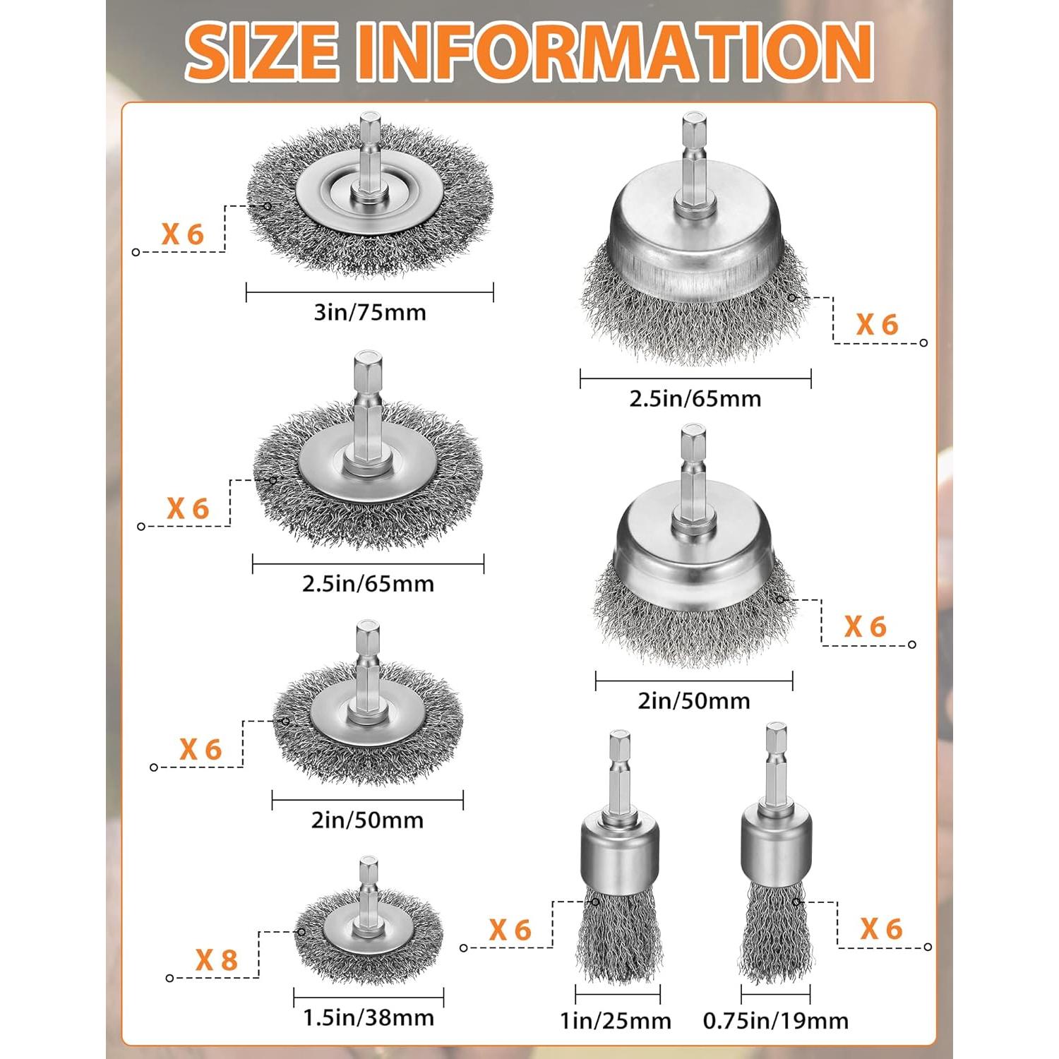 Juego de 50 cepillos de alambre Rtteri para taladro