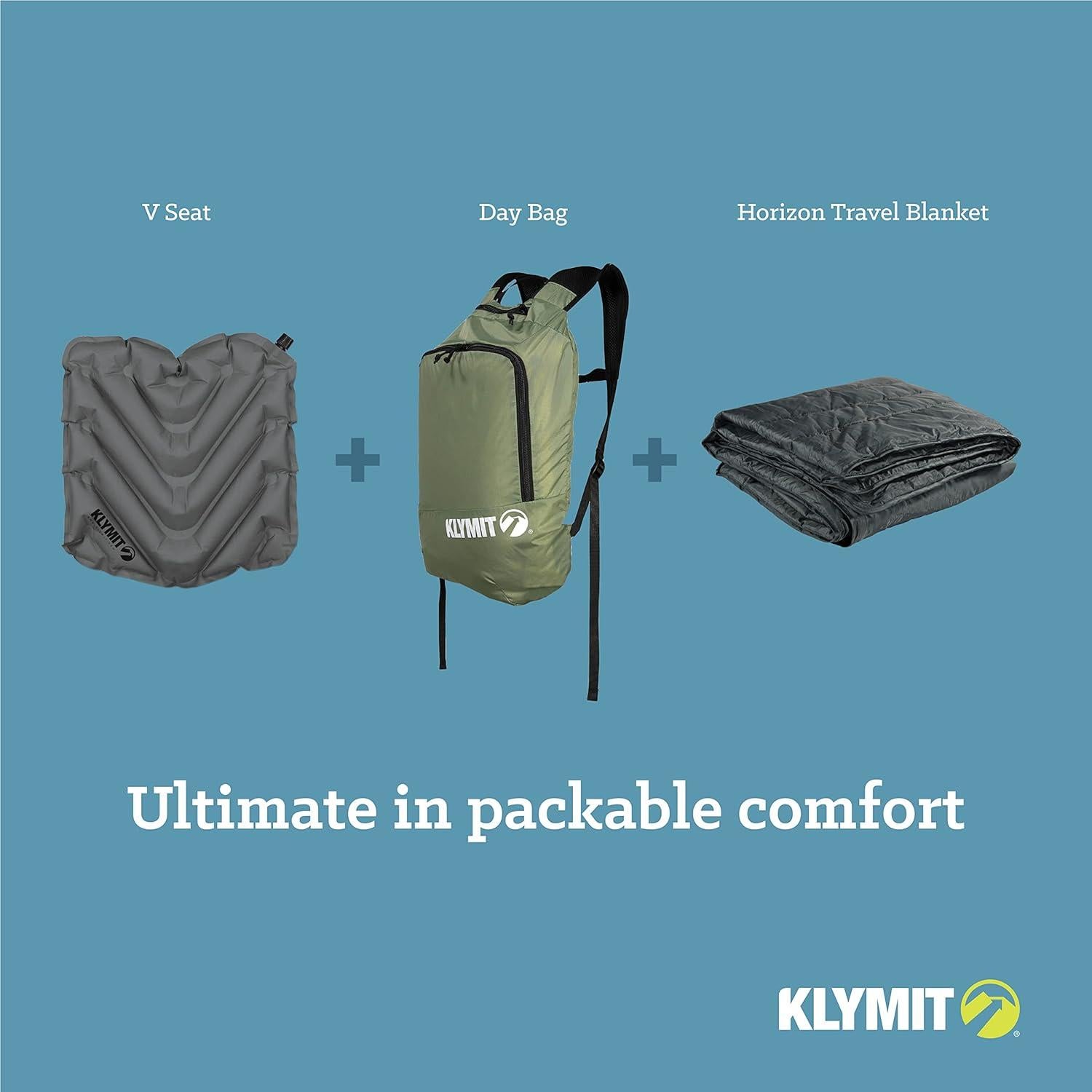 Cojín Inflable Klymit V para Acampar y Gradas, Gris
