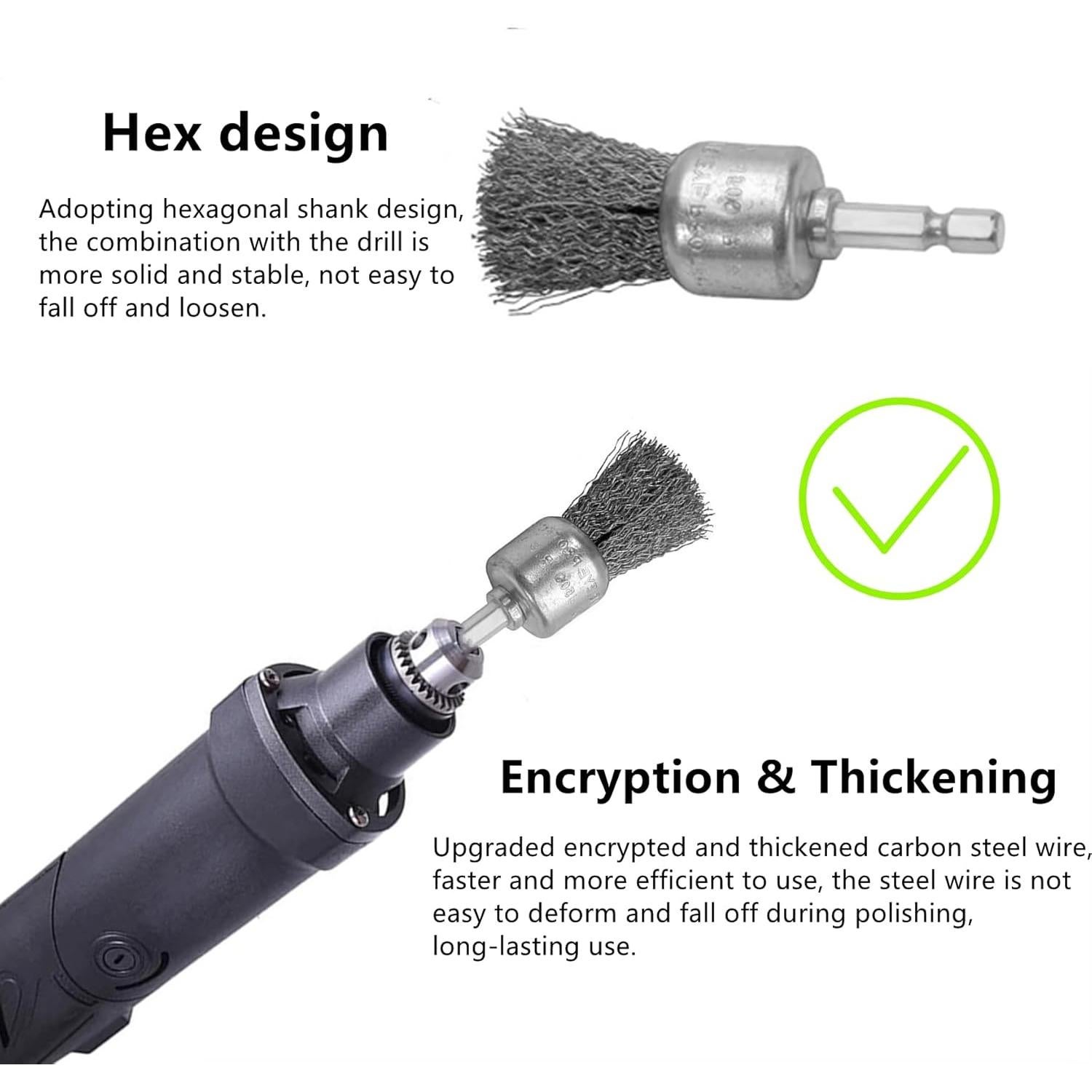 Juego de 4 Cepillos de Alambre ROZZLOOM 1 Pulgada Hexagonal