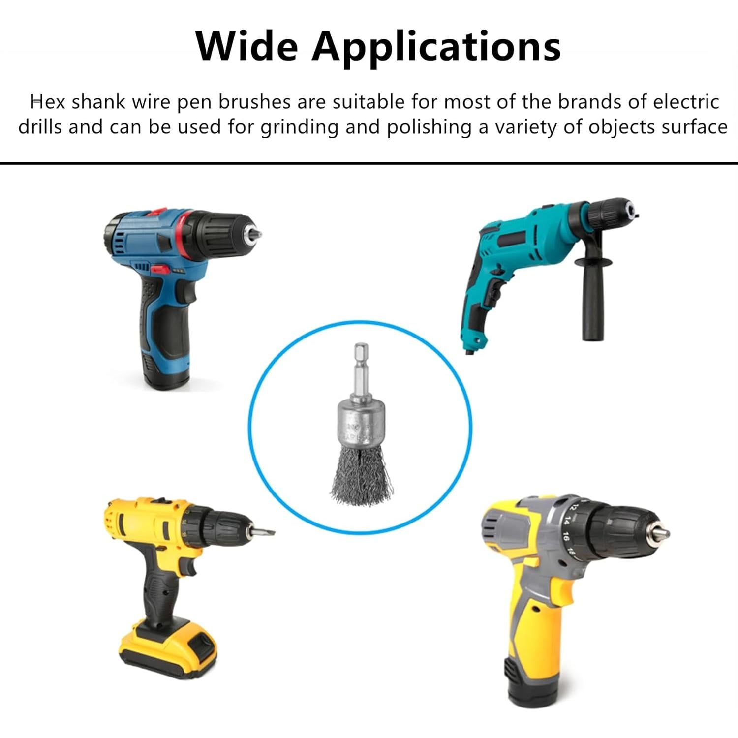 Juego de 4 Cepillos de Alambre ROZZLOOM 1 Pulgada Hexagonal