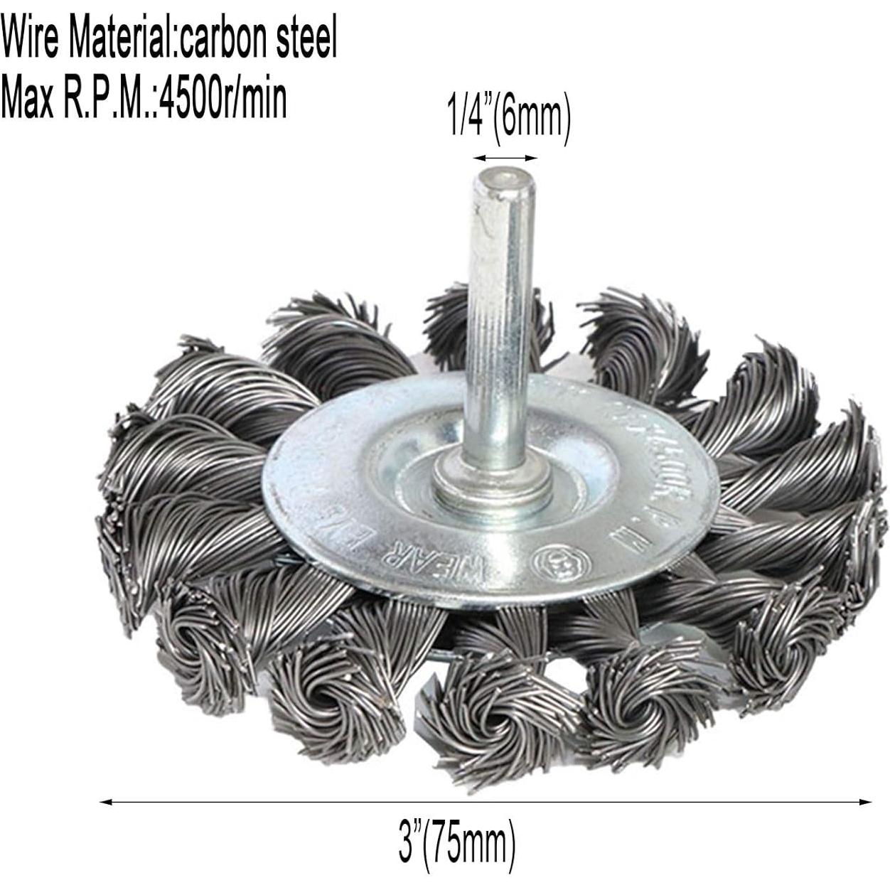 Kit de cepillos de alambre trenzado Yutnqin 3 piezas 8 cm