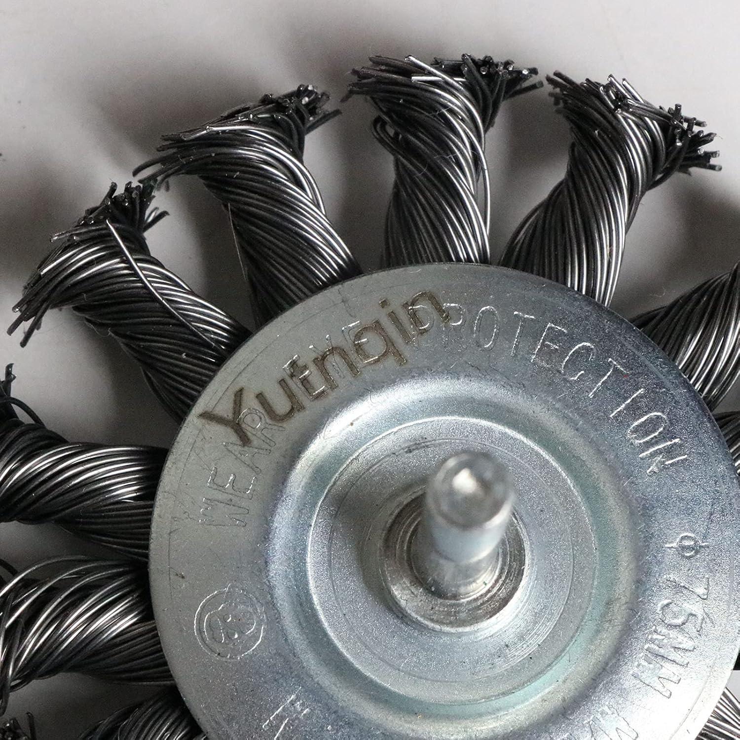 Kit de cepillos de alambre trenzado Yutnqin 3 piezas 8 cm