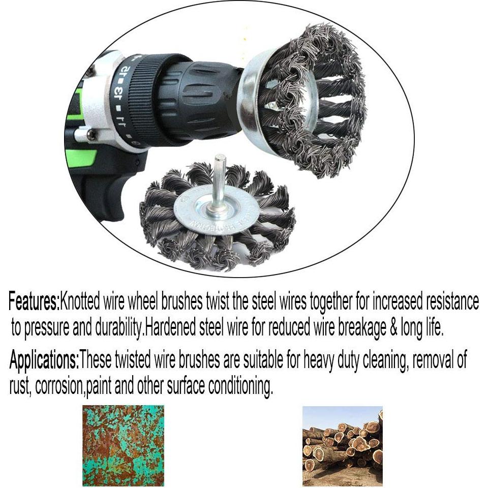 Kit de cepillos de alambre trenzado Yutnqin 3 piezas 8 cm