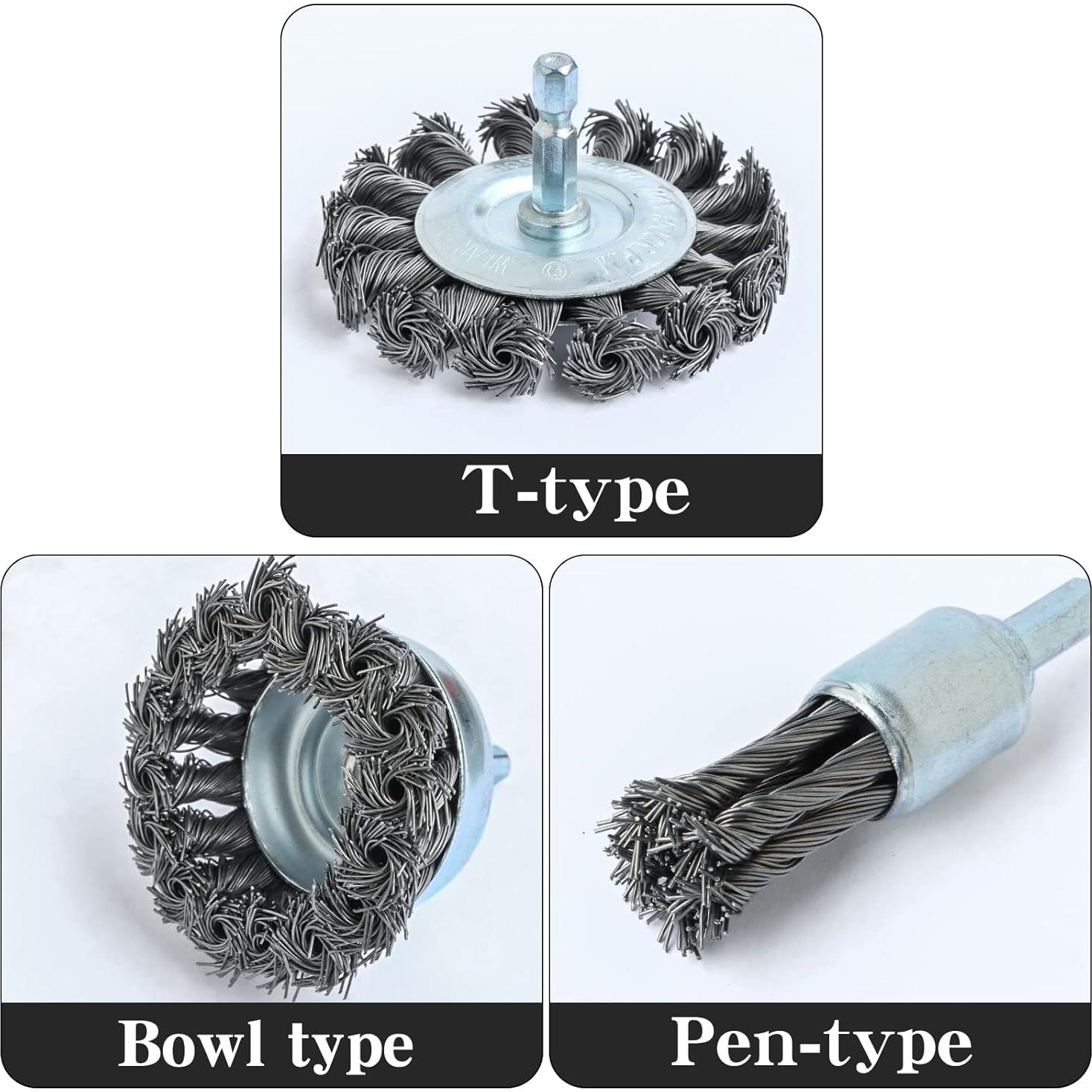 Juego de cepillos de alambre trenzado FPPO 3 piezas 7,62 cm