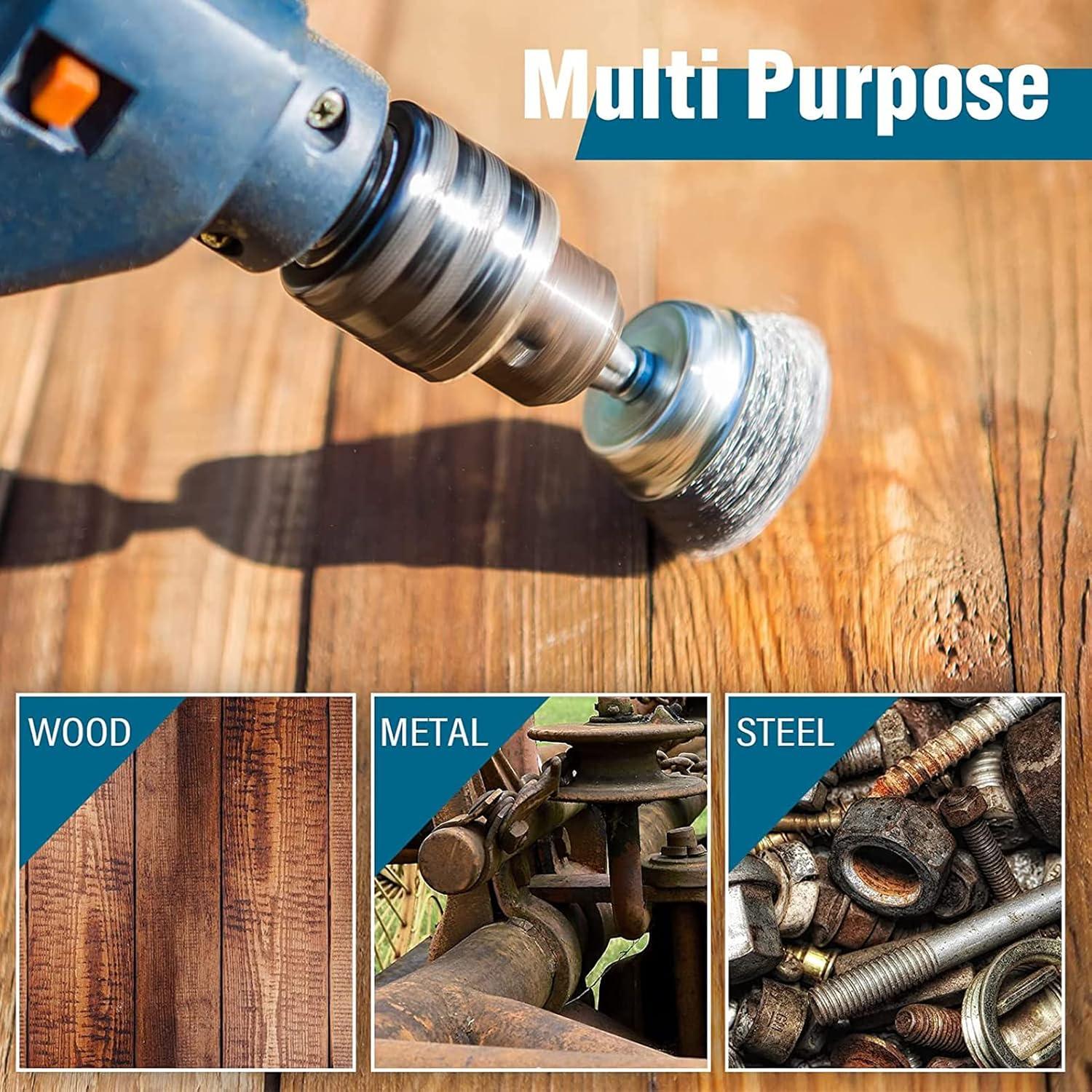 Paquete de 5 cepillos de copa de alambre WENORA 3"