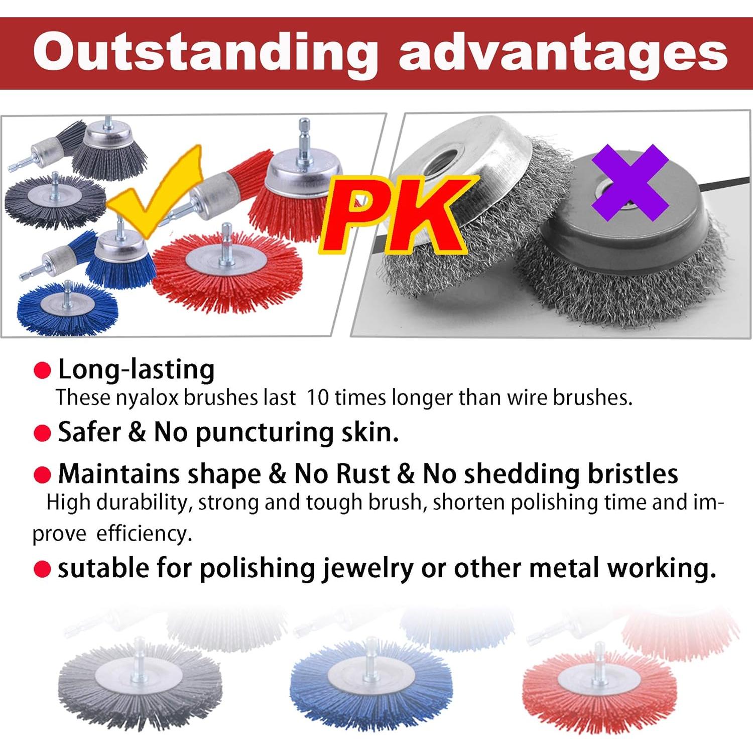 Juego de Cepillos Abrasivos de Nylon Rocaris 9 Piezas